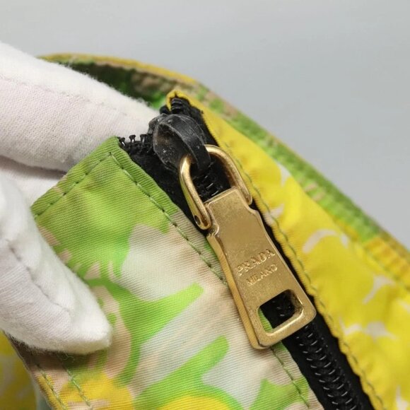 PRADA Tote Bag Nylon Yellow Gold Auth EC197 - Picture 8 of 16